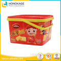 2.5L High Quality Plastic Cracker Container with Lid And Handle, Plastic Biscuit Packaging with Handle